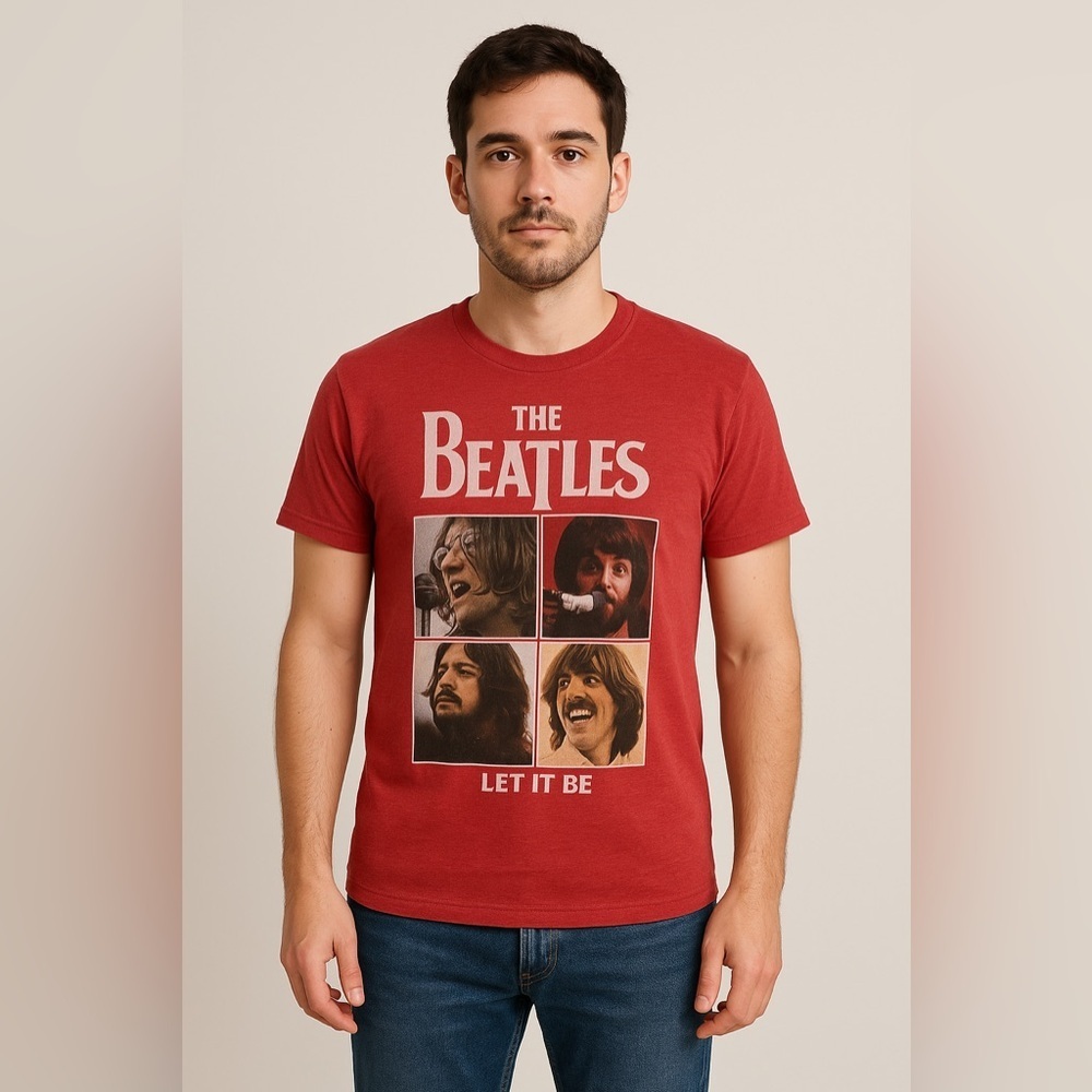 The Beatles “Let It Be” Red Graphic Band T-Shirt Size M